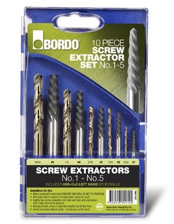 BORDO SCREW EXTRACTOR SET (#1 2 3 4 5) + DRILLS